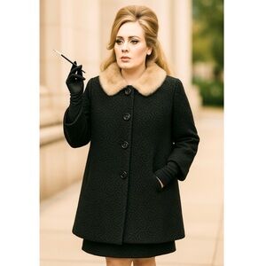 ASTRAKIN Women’s Vintage Fur Collar Textured Coat